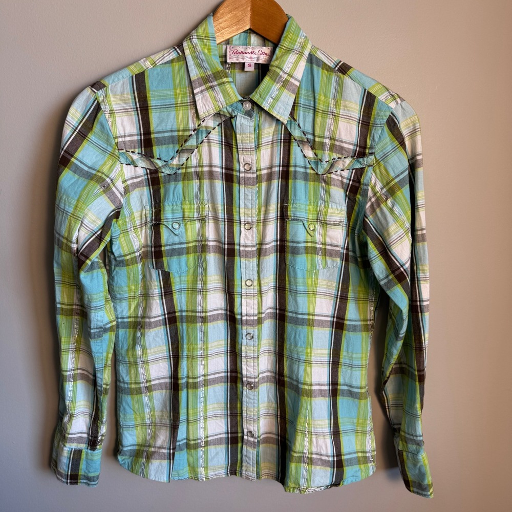 Panhandle Slim Plaid Western Shirt Womens Multicolor Size S Rockabilly Cowgirl